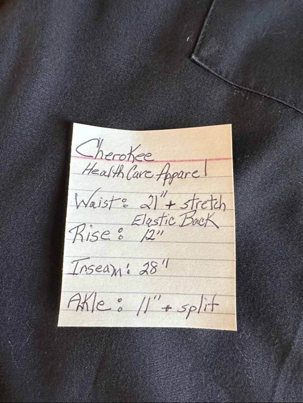 Cherokee Woman’s Black Boot Cut Scrub Pants, Back Elastic Waist Front Drawstring - Picture 3 of 5